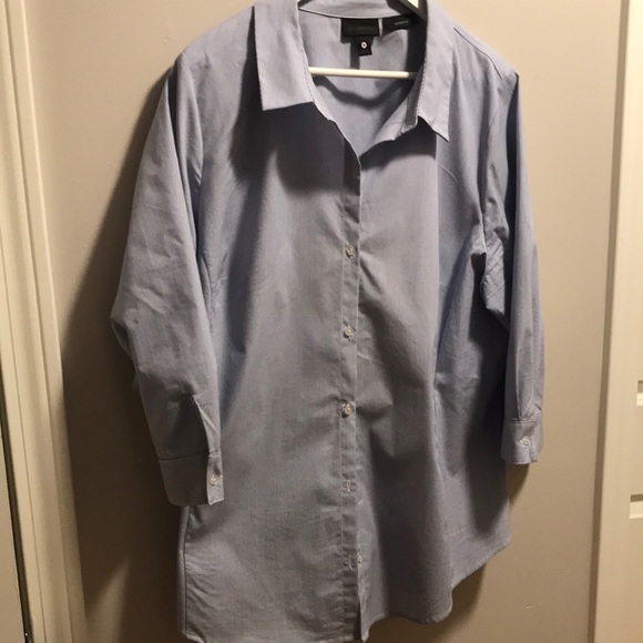 Worthington blue and white striped 3/4 sleeve blouse. Size 2X. Stretch - Picture 1 of 4